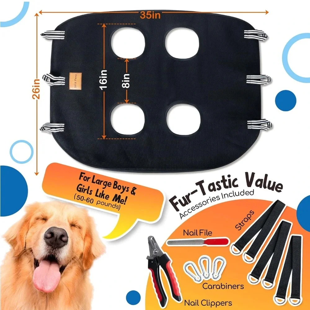 NEW Solid Pawz Black Dog Hammock for Grooming